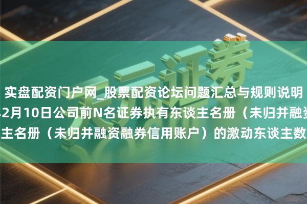 实盘配资门户网_股票配资论坛问题汇总与规则说明 安诺其：截止2026年2月10日公司前N名证券执有东谈主名册（未归并融资融券信用账户）的激动东谈主数为47484户